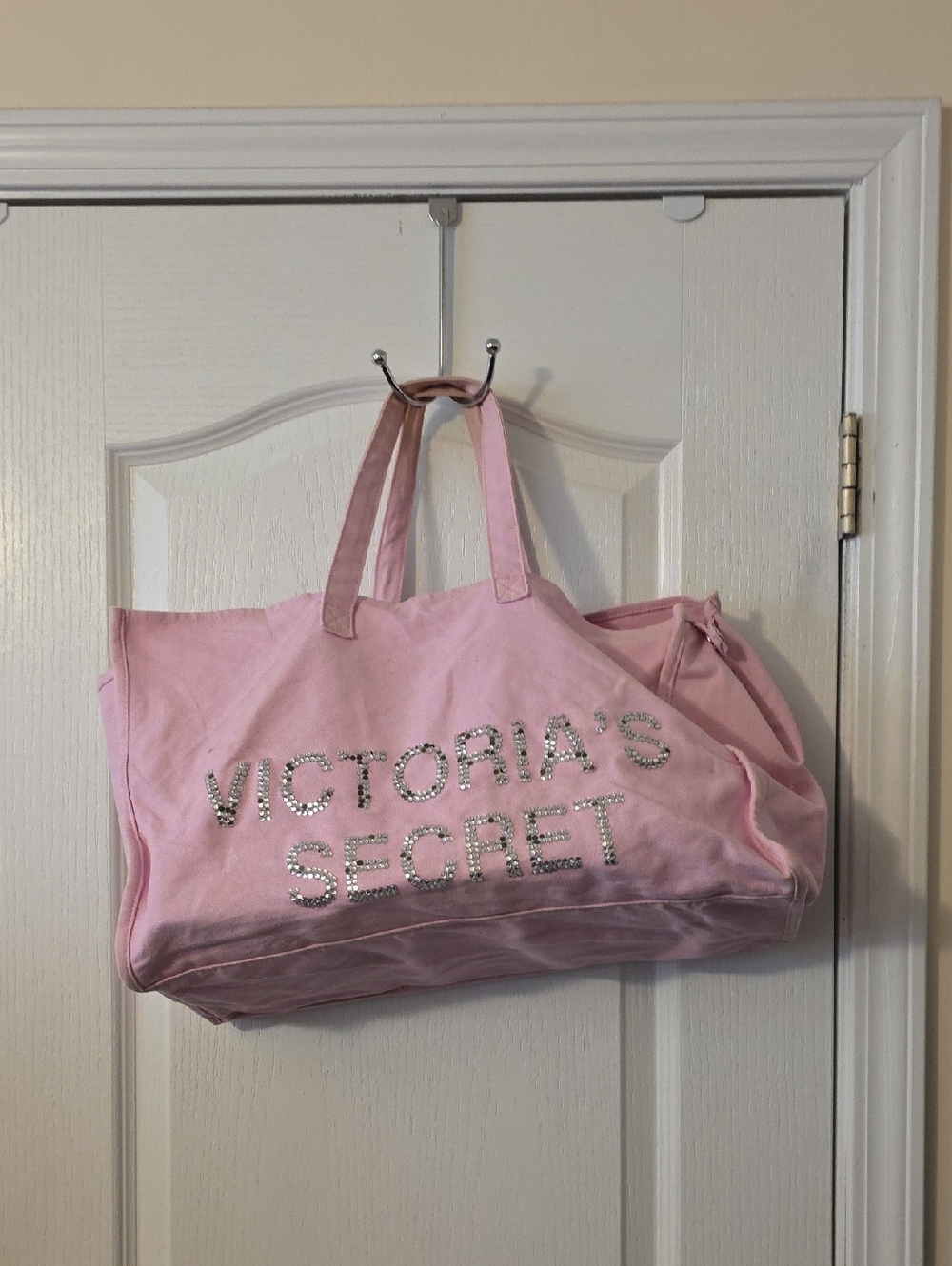 Vintage Victoria's Secret Pink Crystal Logo Weekender Tote